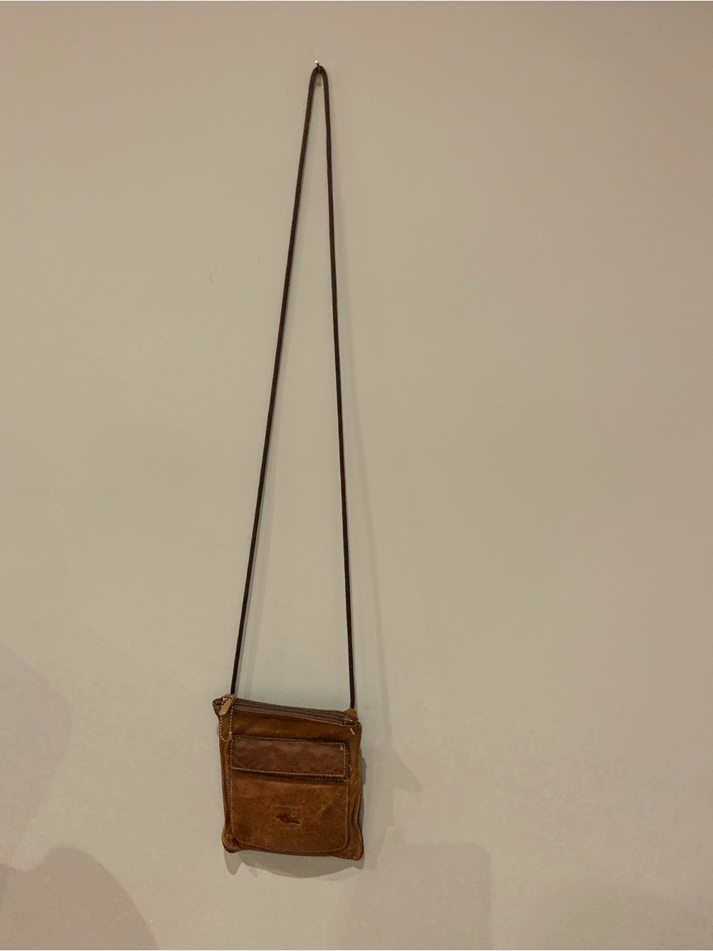 Roots Brown Leather Crossbody Bag